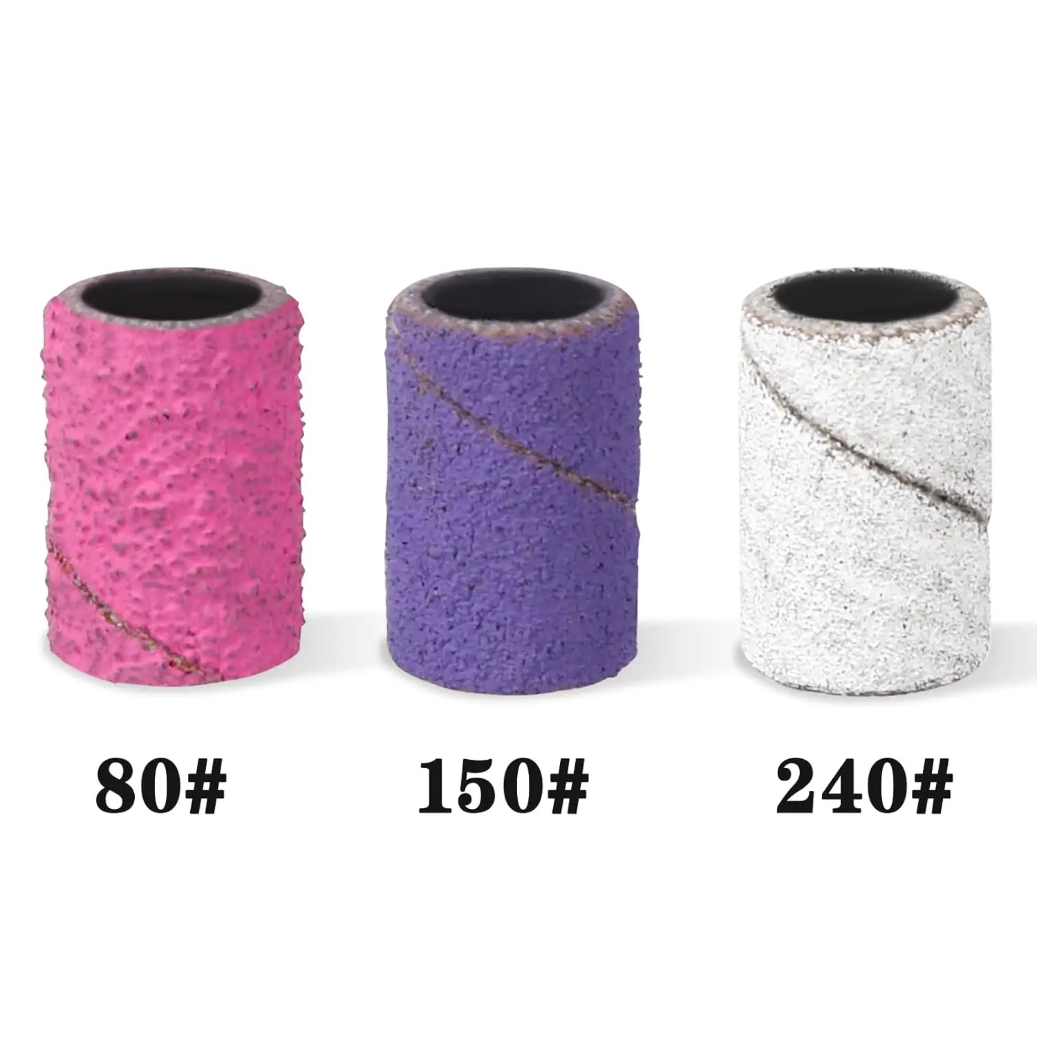 #80 #150 #240 Grit Nail Sanding Bands Manicure Tool Rotary Circle File Nail Sanding Bands