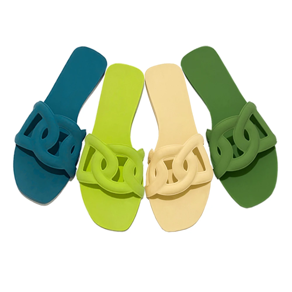 Women Rubber Slipper Fancy High Quality Plastic Slide Slippers Custom Logo OEM Lady Oran Sandal