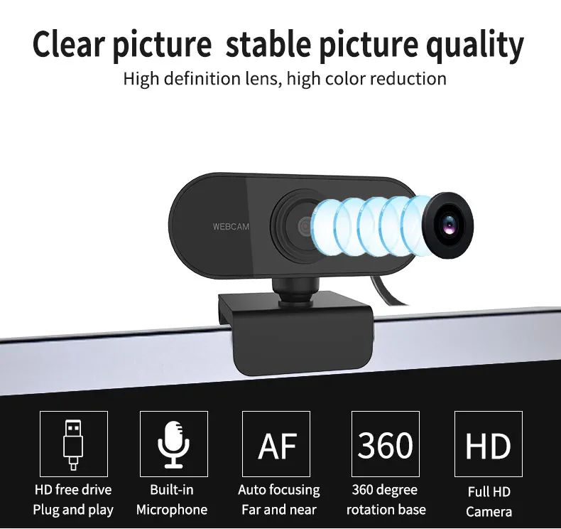 HD 1080P USB веб-камера для мини-компьютера ПК с микрофоном Вращающийся прямой трансляции видео вызов в