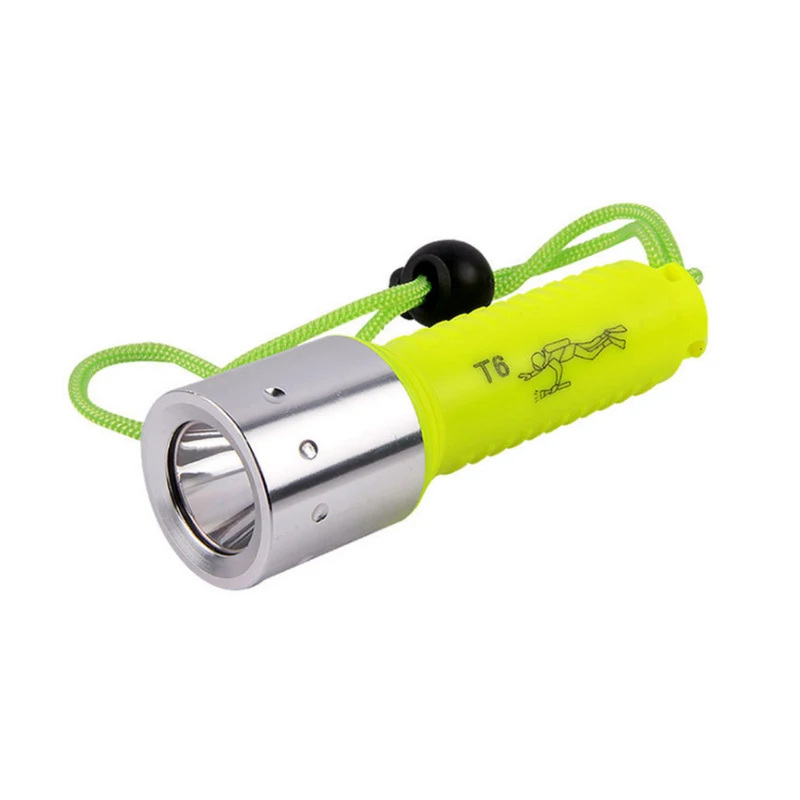 Rechargeable underwater T6 LED diving torch high brightness yellow plastic waterproof dive flashlight