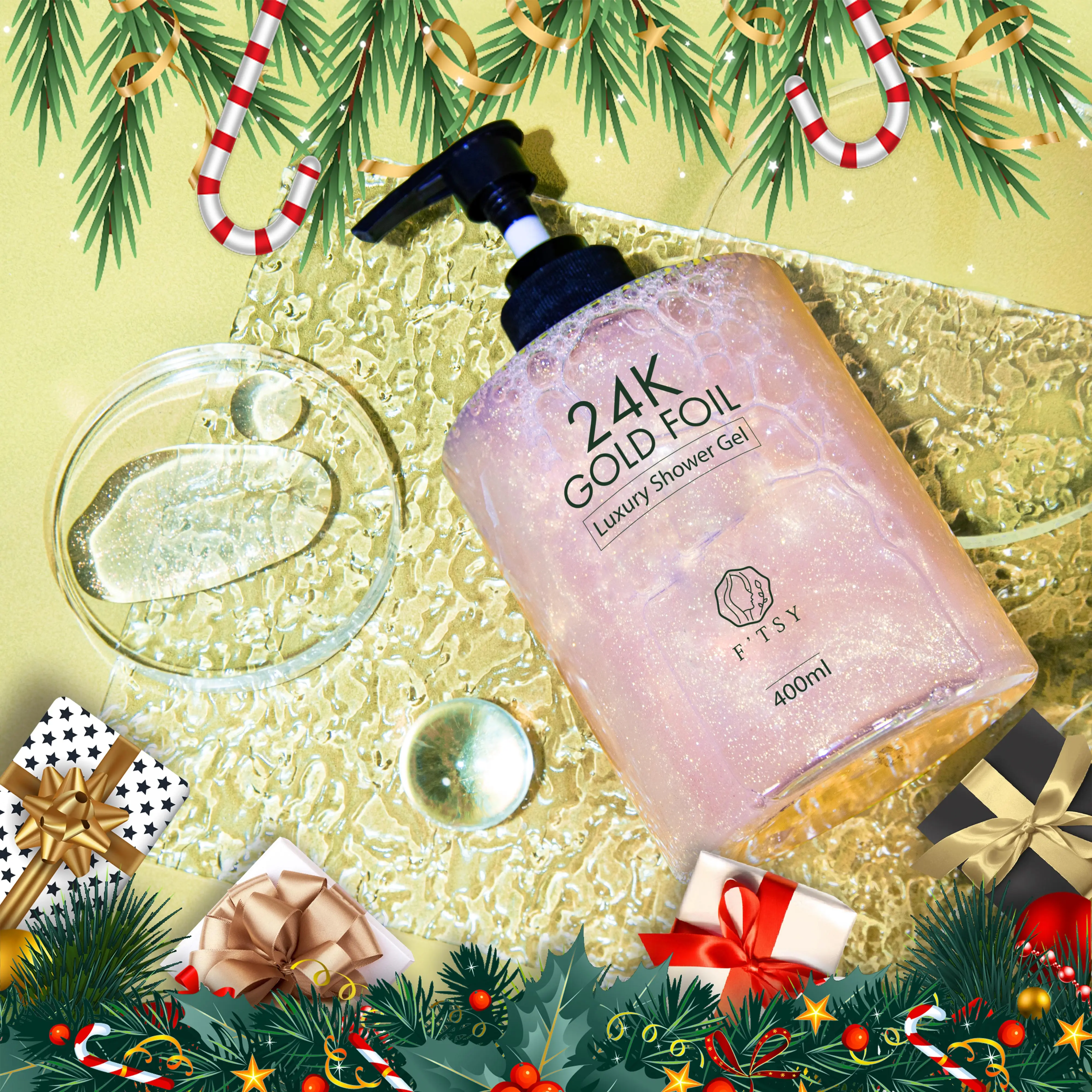 OEM Natural Organic Body Wash Scrub 24K Gold Exfoliating Lightening Whitening Shower Gel