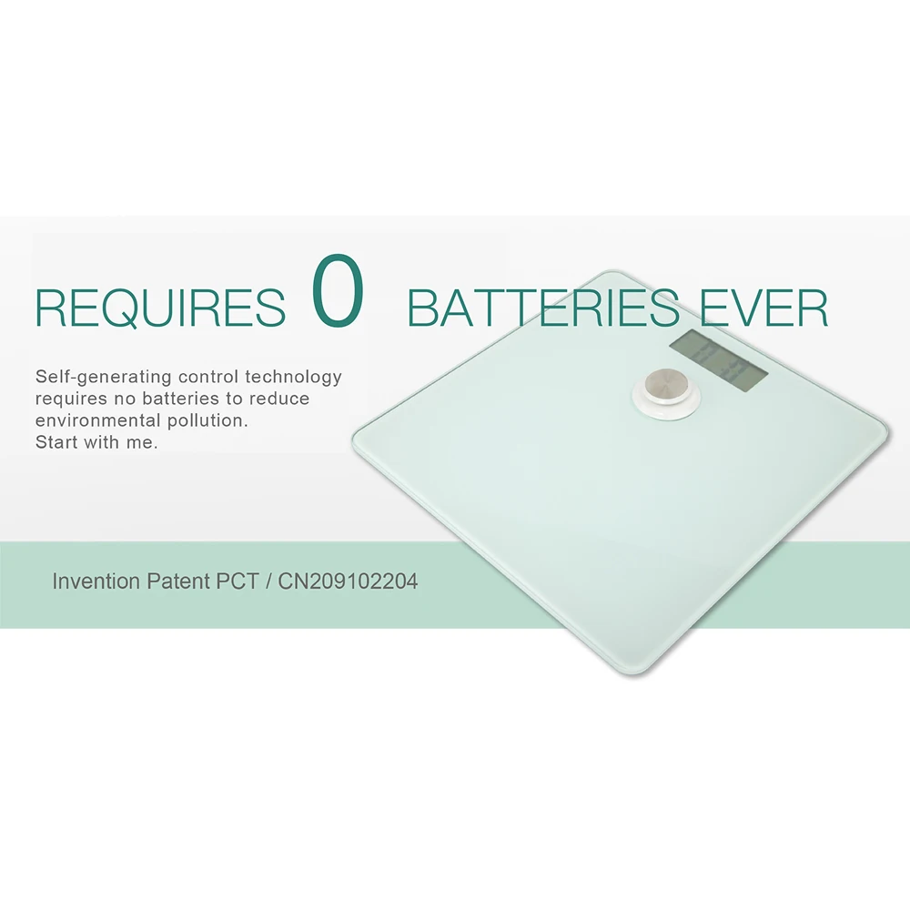 Oem Battery Free Self Powered Household Electronic Digital Body Weight Scales Bathroom Scale Weighing