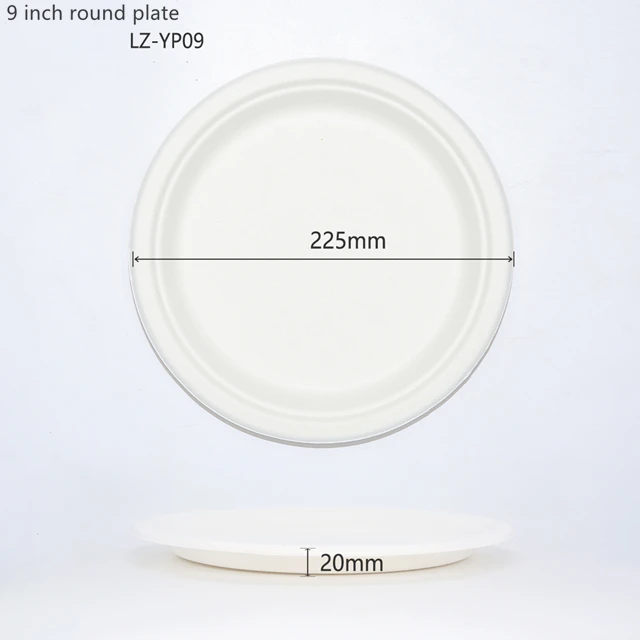 100% Compostable Одноразовые Круглые бумажные тарелки Bagasse биоразлагаемые плато