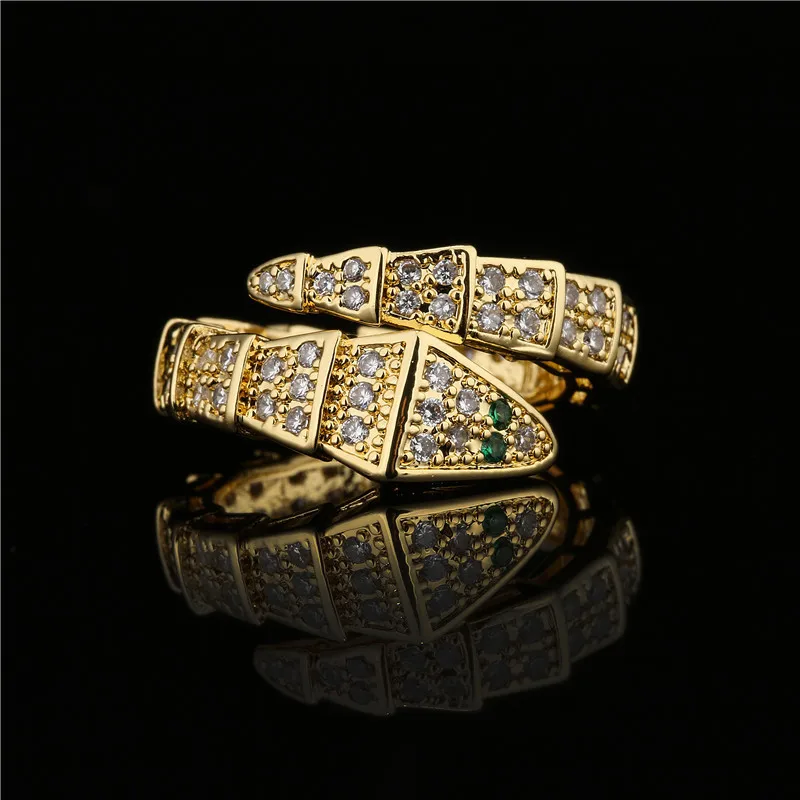 Retro Fashion 18K Gold Plated Bamboo Snake Open Ring