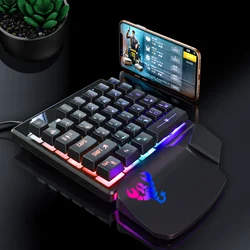 HXSJ V400RGB one-handed membrane keyboard left-handed mechanical feel eat chicken one-handed backlit keyboard 35 key