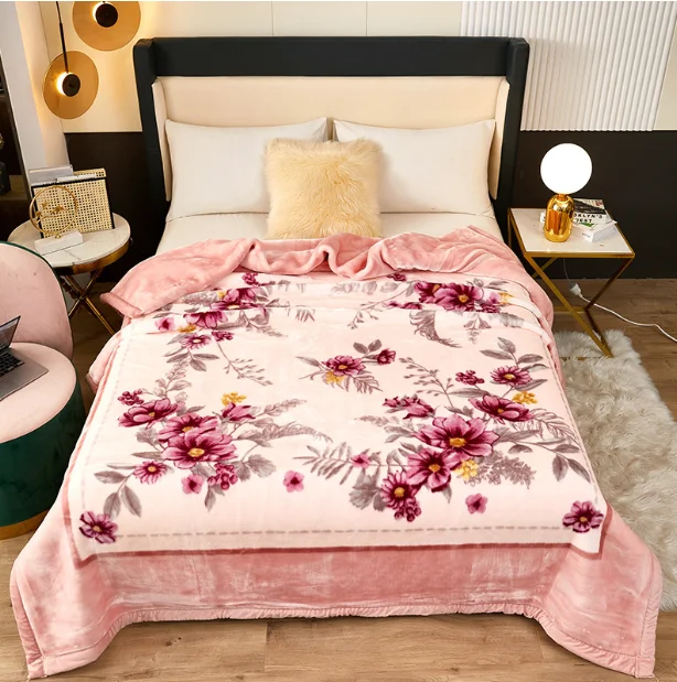 Home Korean Fleece Blanket King Size Soft Heavy Warm Mink Blanket Thick Raschel Embossed Bed Blanket For Winter Autumn
