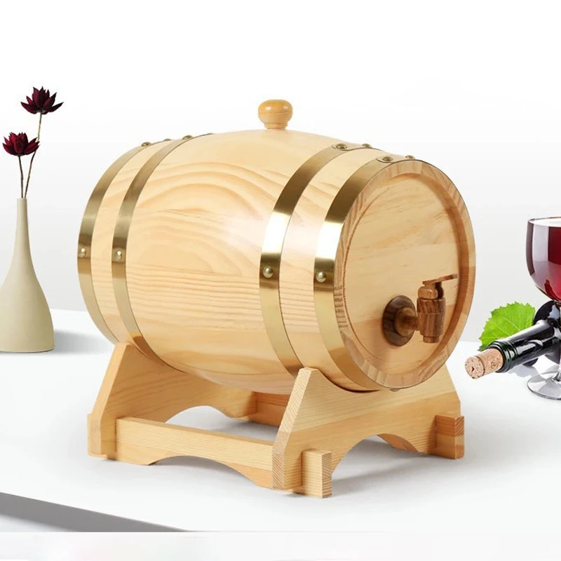 1.5L 3L 5L 10L 15L 20L Custom Wood Whiskey Wine Barrel with Rack Holder Wooden Beer Barrel