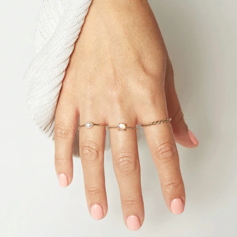 Minimalist Dainty Jewelry 925 Sterling Silver 18K Gold Plated Simple Spinning Natural Freshwater Pearl Ring for Women
