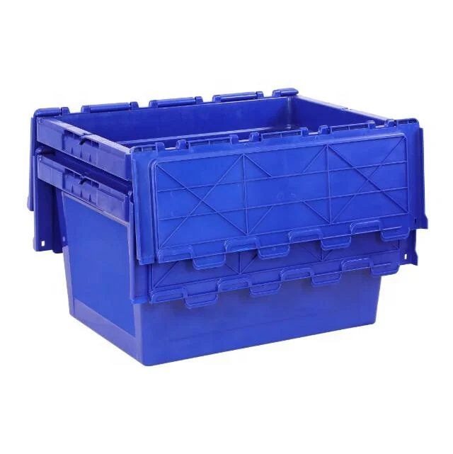 PP durable Custom EU Warehouse Logistics Delivery Storage Stackable Plastic Container Turnover Crates Tote Box with attached lid