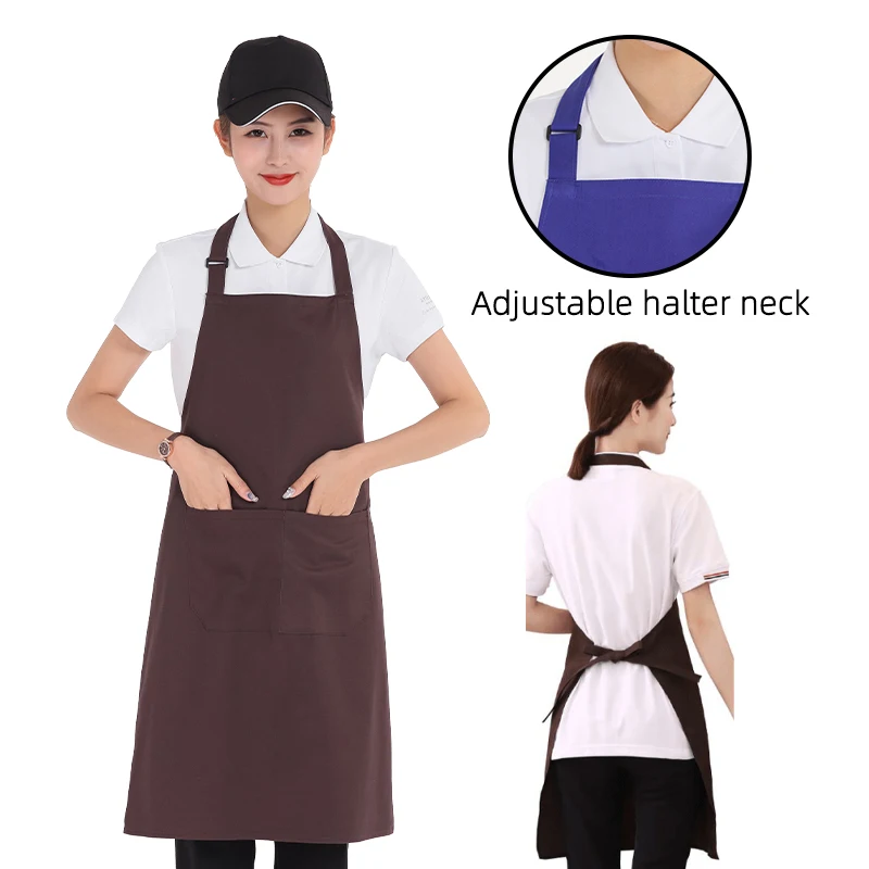 Women Korean Apron Construction Woodworking Water Proof Waitress Apron Kitchen Uniform Cotton Aprons Custom