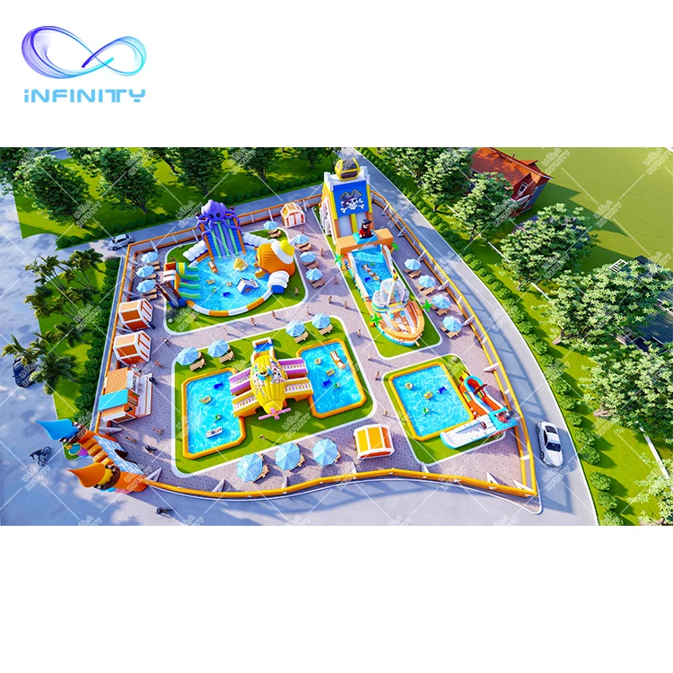 Большой коммерческий надувной аквапарк развлечений, морской тематический надувной аквапарк, горка для продажи