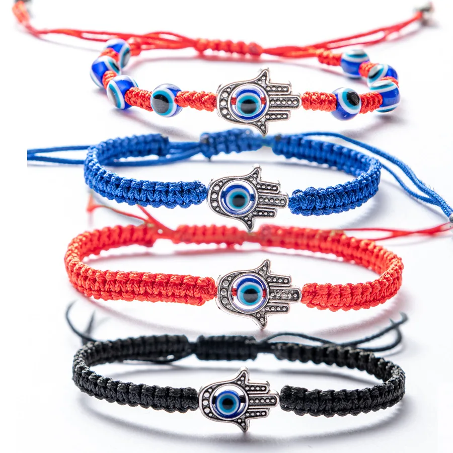 New In Eye Bead Braided Bracelet Lucky Red Black Line Couple Chain Handmade Prayer for Men and Women Adjustable Bracelet Jewelry