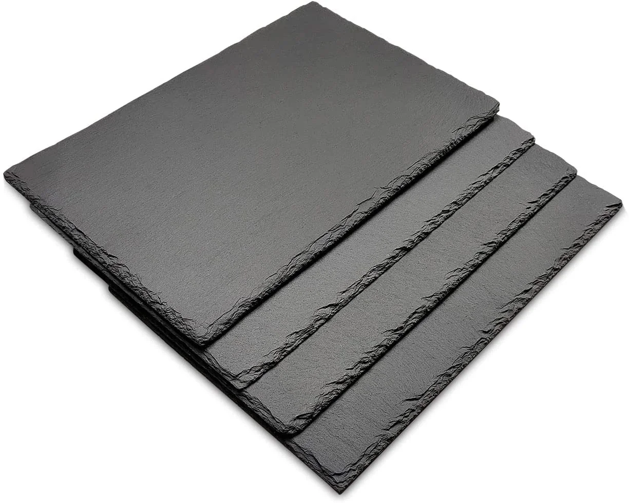 2022 CR natural slate dinner plate square sushi steak slate black western food creative plate Japanese barbecue plate
