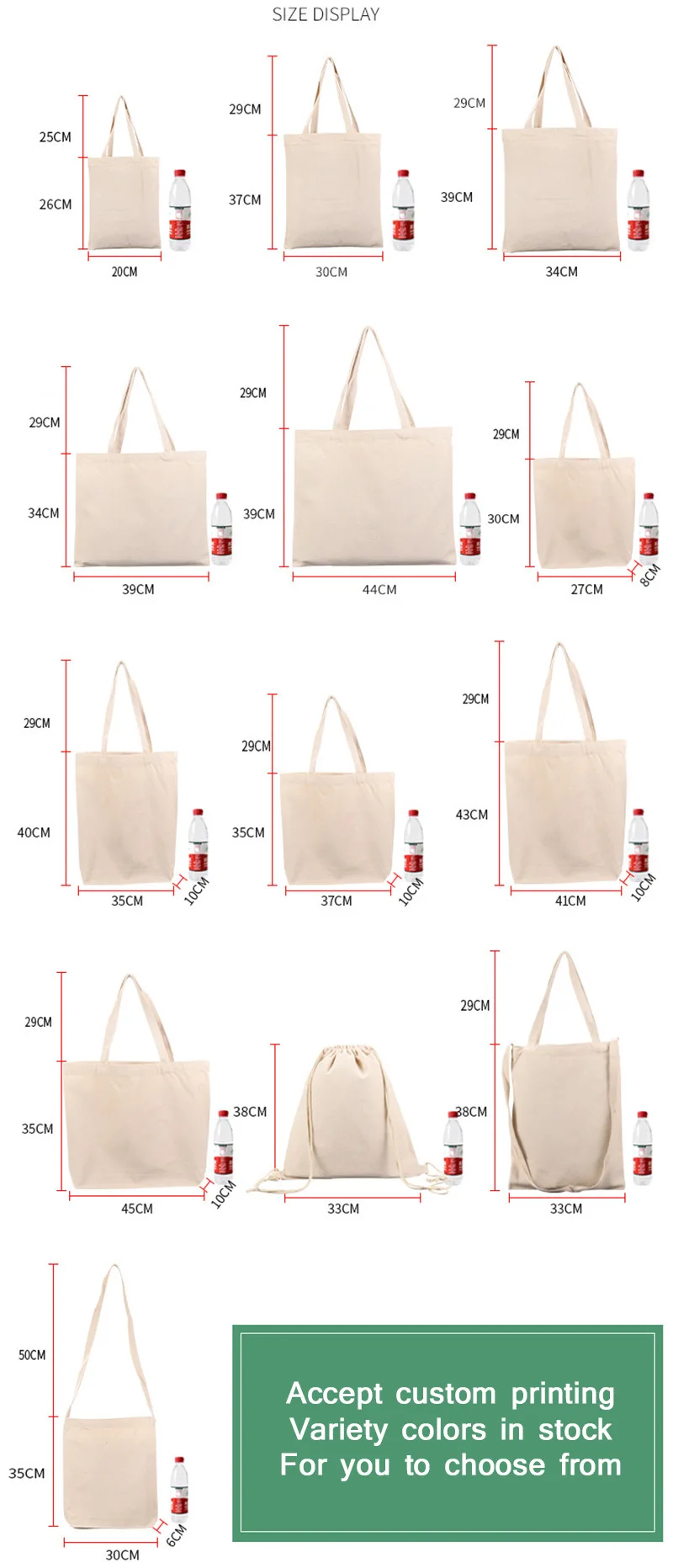 Chuanghua Custom tote bag with logo Small Size Nature 12oz Canvas Tote Bag With Zipper Mini Tote Bag Canvas Custom