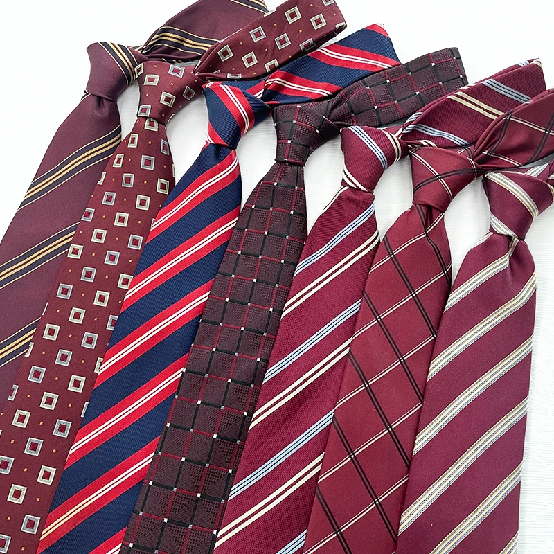 T-70- Silk Red Stripe 100% Silk Mens Fashion Woven Neckties Cheap Business Style Woven Tie