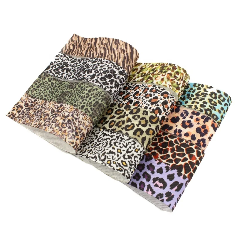 T.R  single face 38 mm 100 yard/roll print Leopard grosgrain ribbon for gift wrapping