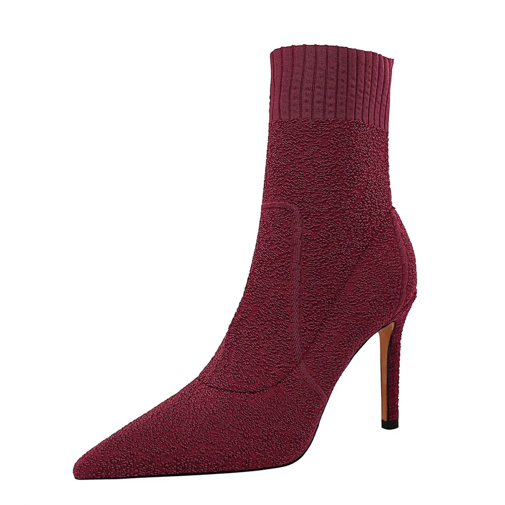 315-2 2019 new fashion contracted winter Female boots 9.5 cm Stiletto heels Pointed toes wool Lady Short boots