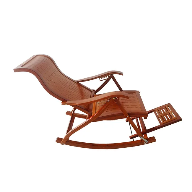 Modern Portable Swimming Pool Bamboo Manual Folding Rocking Bed Chairs Wholesale Outdoor Balcony Bamboo Lounger