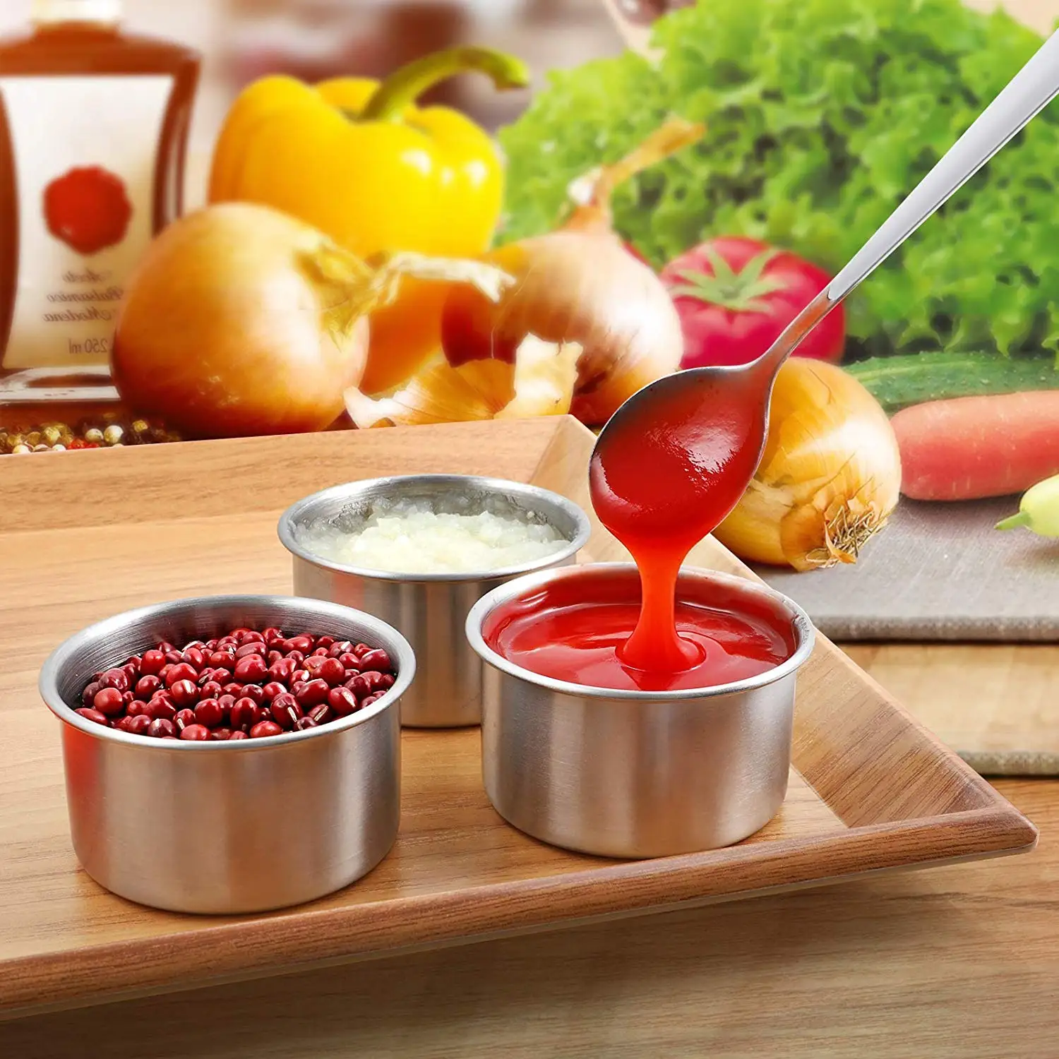 3.4oz Stainless Steel Condiment Containers Food Grade Salad Dressing Containers with Silicone Lids for Snack Desserts, Baby Food
