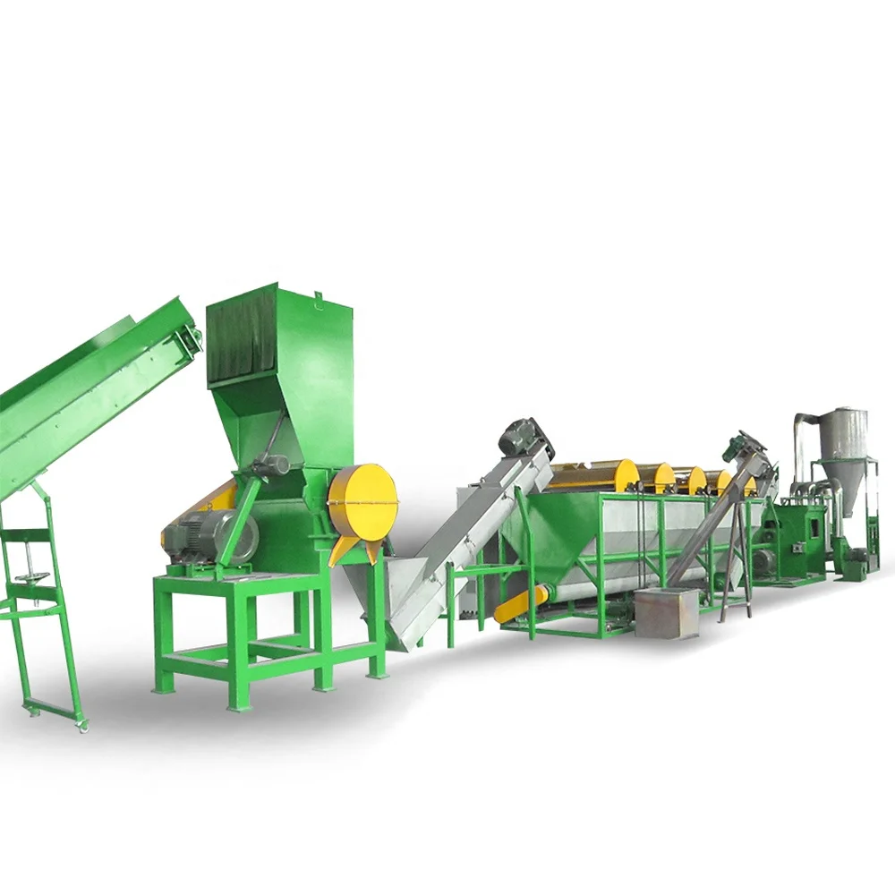 
professional manufacture waste used scrap plastic pet bottle flakes crushing washing drying recycling machinery line 