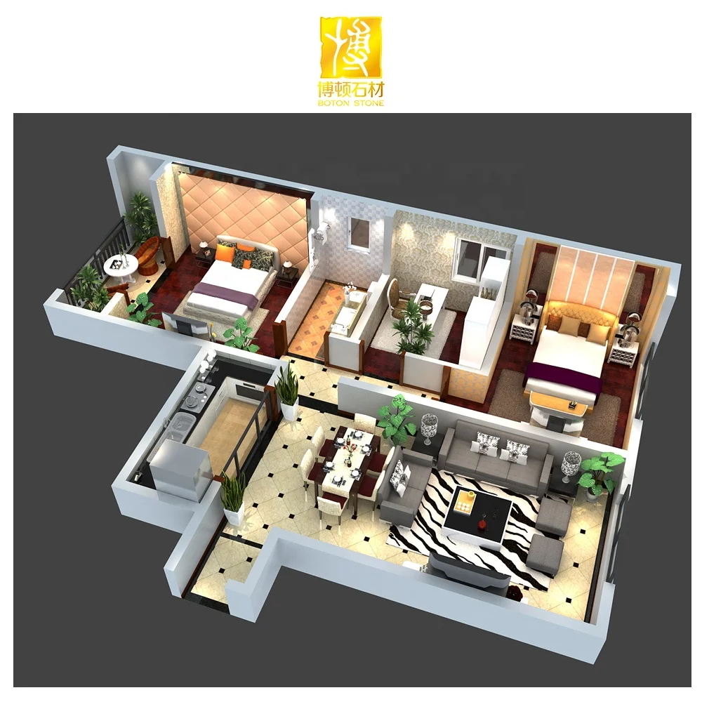 BOTON STONE Apartment 3D Rendering Interior Architecture Home Modern Decor Graphic Design Ideas for House