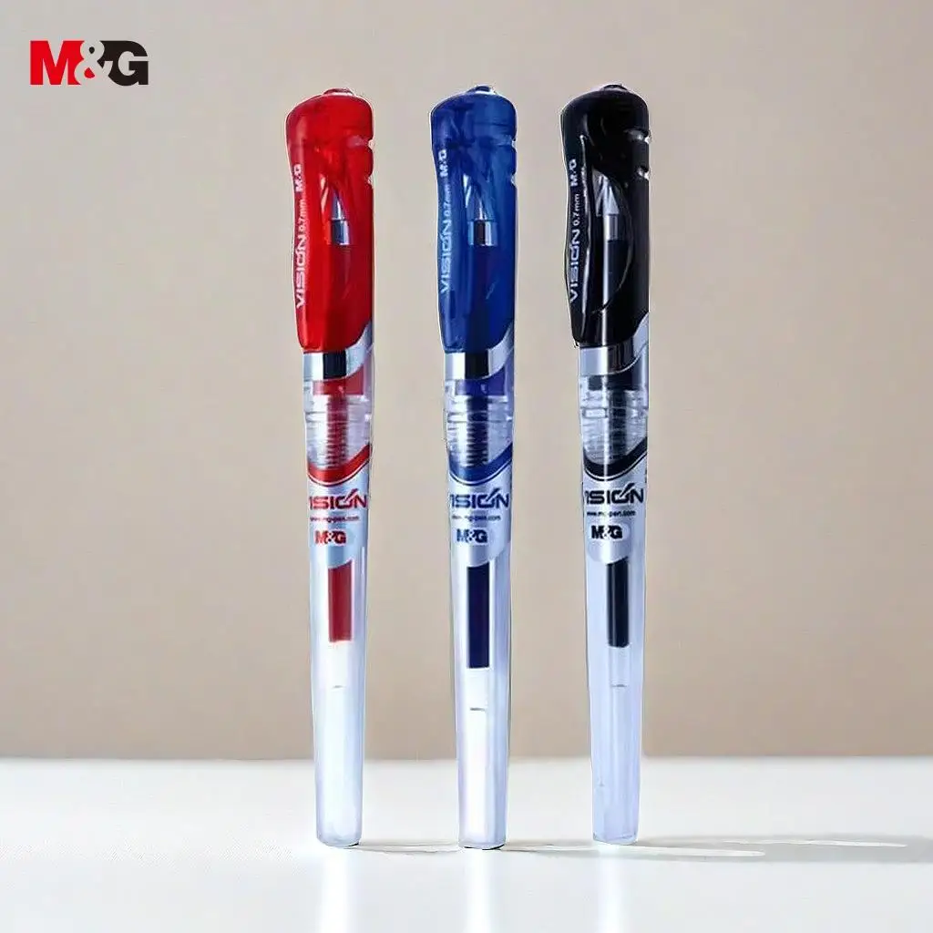 M & G Classical Stick Gel Pen 0.7 mm Textured Non-Slip Grip Available in Black Blue and Red Ink Colors Made of Plastic