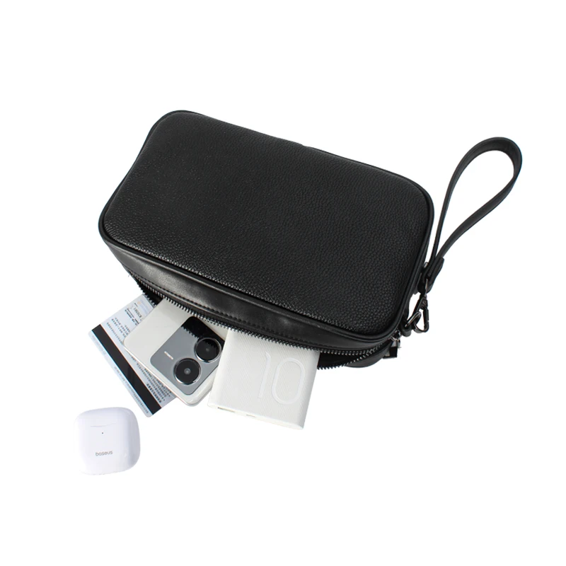 Genuine leather Fingerprint Lock Men Bag Anti Theft Genuine Leather Wallet Cow Hide Business Clutch Handbag