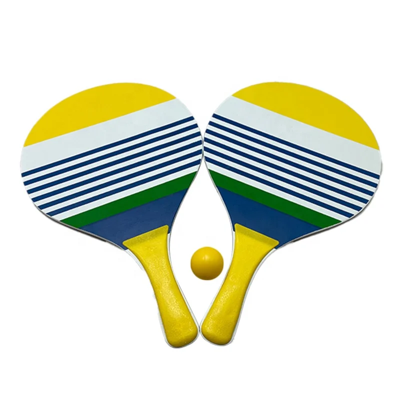 Beach Paddle Set Racket with 2 Wooden Paddles with soft Handle Indoor Outdoor Tennis Racquet for Family Kids Adults