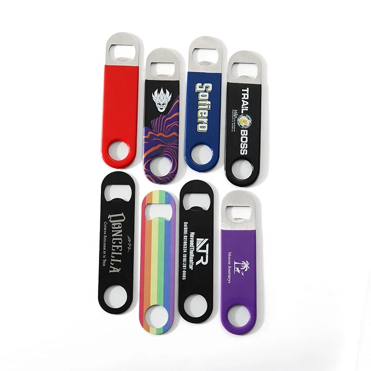 Flat Laser Logo Speed Opener Stainless Steel Beer Bottle Opener Custom Metal Bar Blade