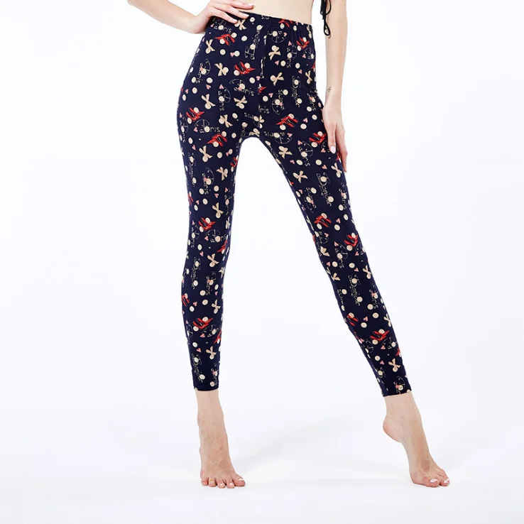 
Fashion Europe and America bow print large size loose sanding print sexy leggings for women 
