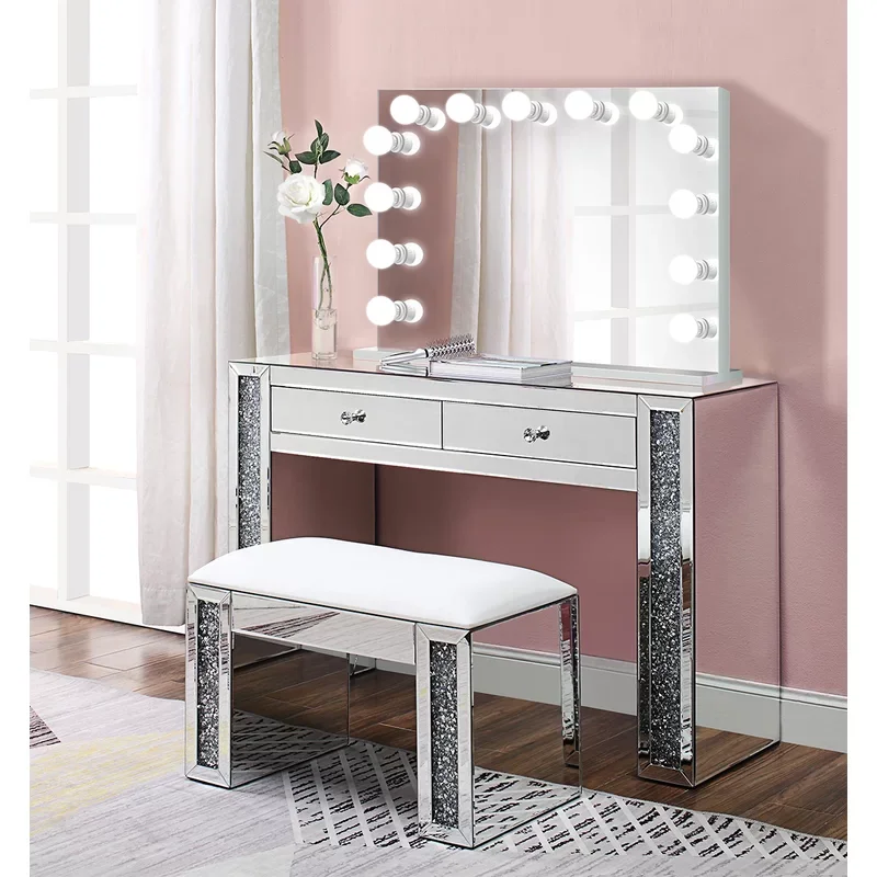 espejos mesas de centro classic mirrored furniture vanity entryway silver   console sofa table with mirror set