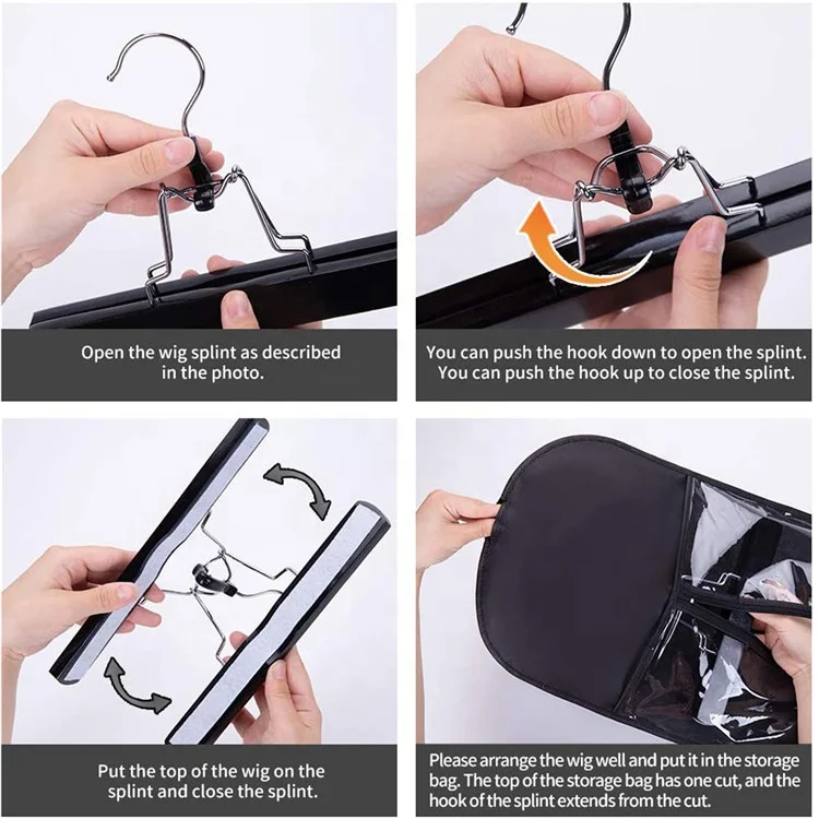 Custom Satin Wig Bag with Logo  with Hanger Satin Hair Extension Bags for Wigs Packaging Wig Satin Bag