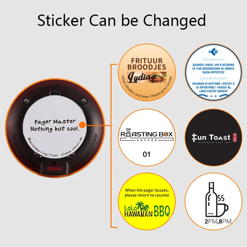 Free Logo Printing Wireless Customer Paging Calling Food Court Truck Restaurant Buzzer Pager System with Touch Keypad