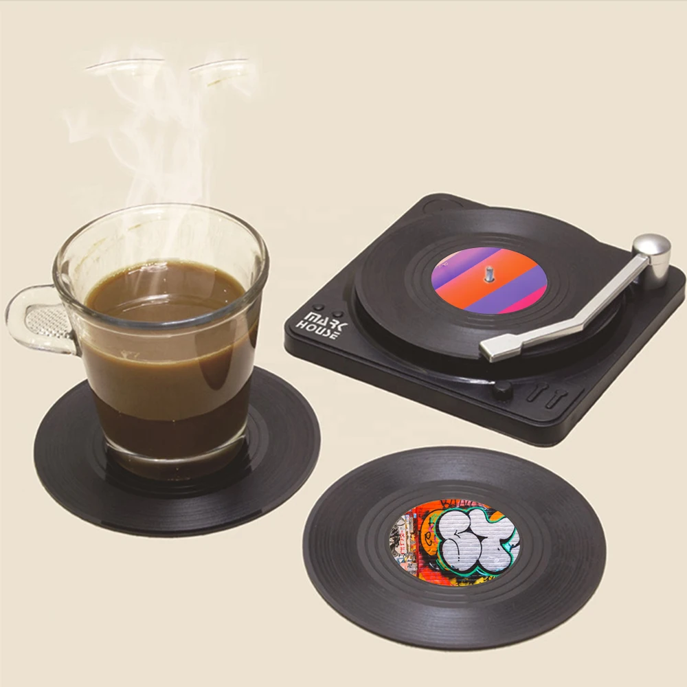 Fast Delivery Old Vintage Vinyl Coaster Retro Vinyl Record Disk Coaster Retro Vinyl Record Coasters