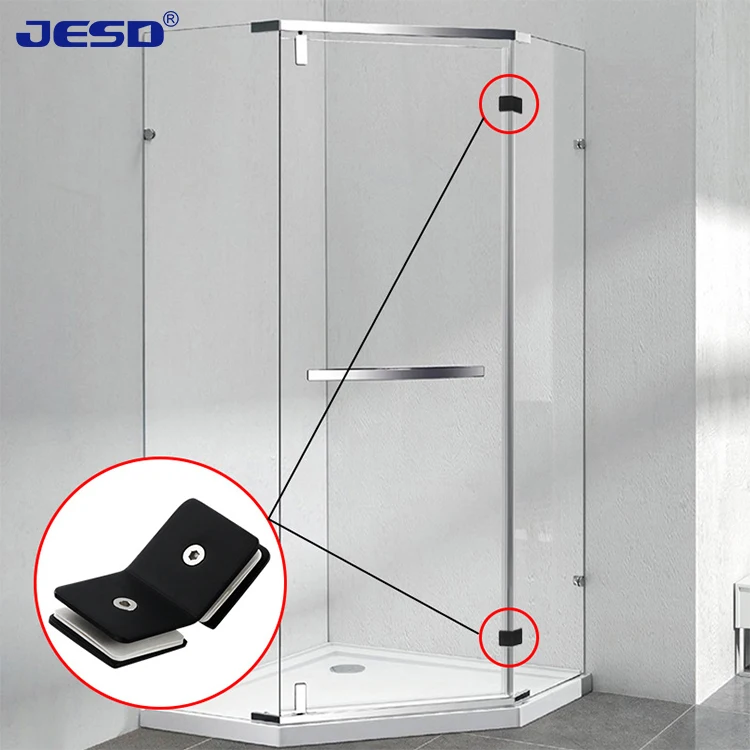 Frameless Glass Door Clamp Glass To Wall Fixing Brass Bracket Clip Matte Black Glass Clamp