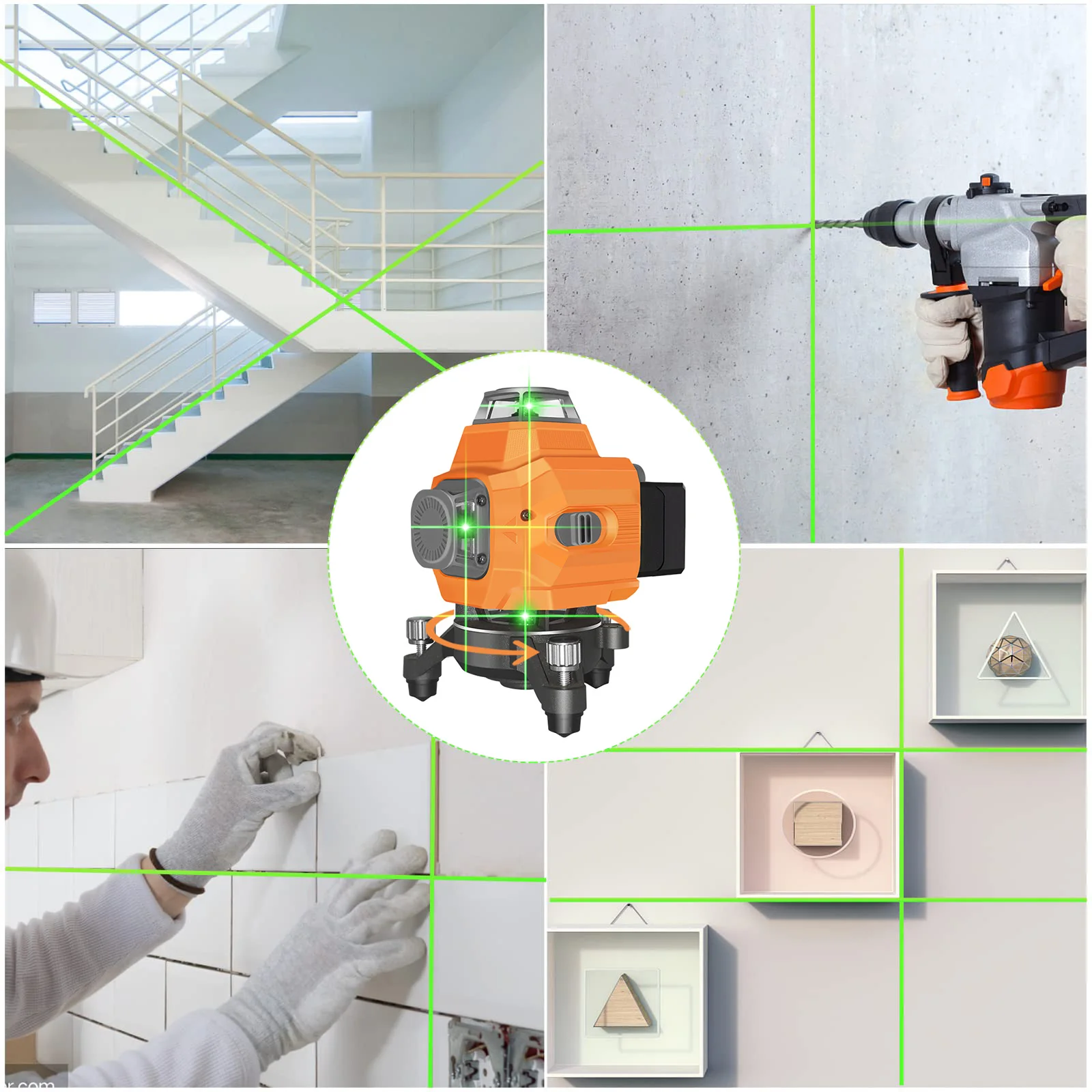 16 Line Laser Level Bluetooth Function&Remote Control 4D 360 Degree Rotary Green Beam laser level for Stair laying
