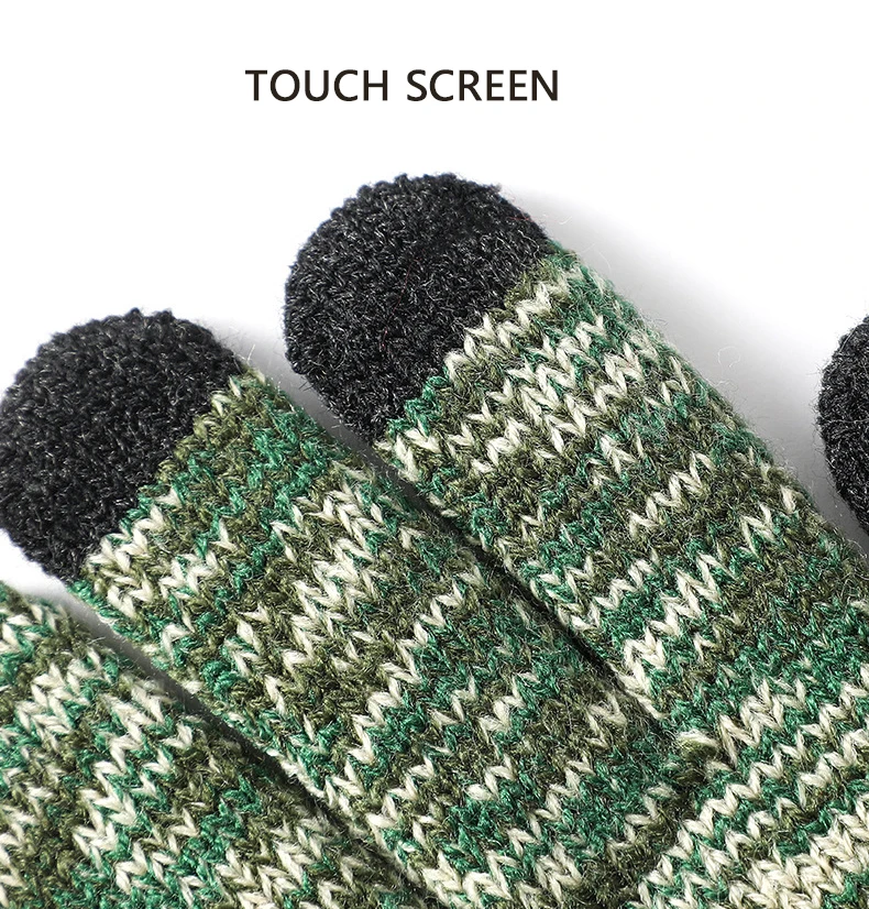 Latest men gloves winter multi color thick sports touch screen anti-slip warm knitted gloves