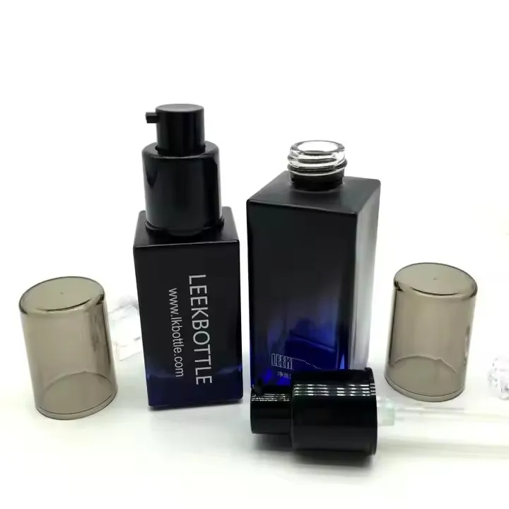 Luxury 30ml 50ml Custom Edm Rectangle Cosmetic Dropper Glass Bottle Pump 50ml Cosmetic Glass Bottle
