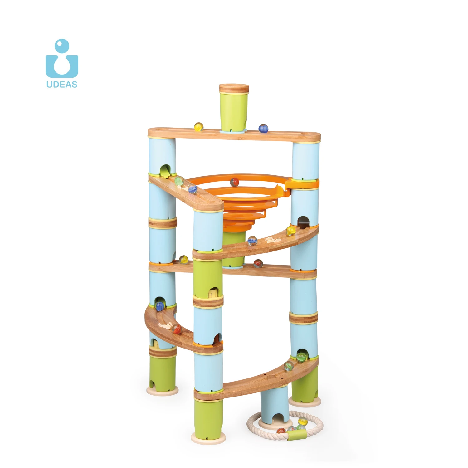 
Eco Friendly DIY Construction Wooden Marble Race Run Track Toy Game Set Building Blocks Children Kids Montessori Educational Toy 