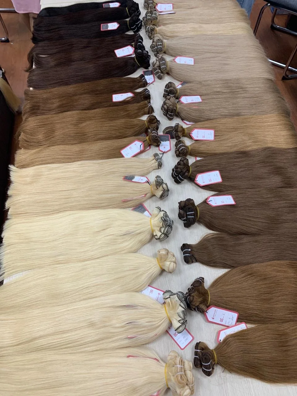 
100% Virgin Cuticle Aligned Human Hair Extension,virgin human hair wholesale double drawn quality, straight hair machine sewing 