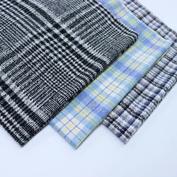 tweed recycle Upholstery Metallic Woven Glitter Italian Woolen Plaid Tweed Fabric For Suit Coat
