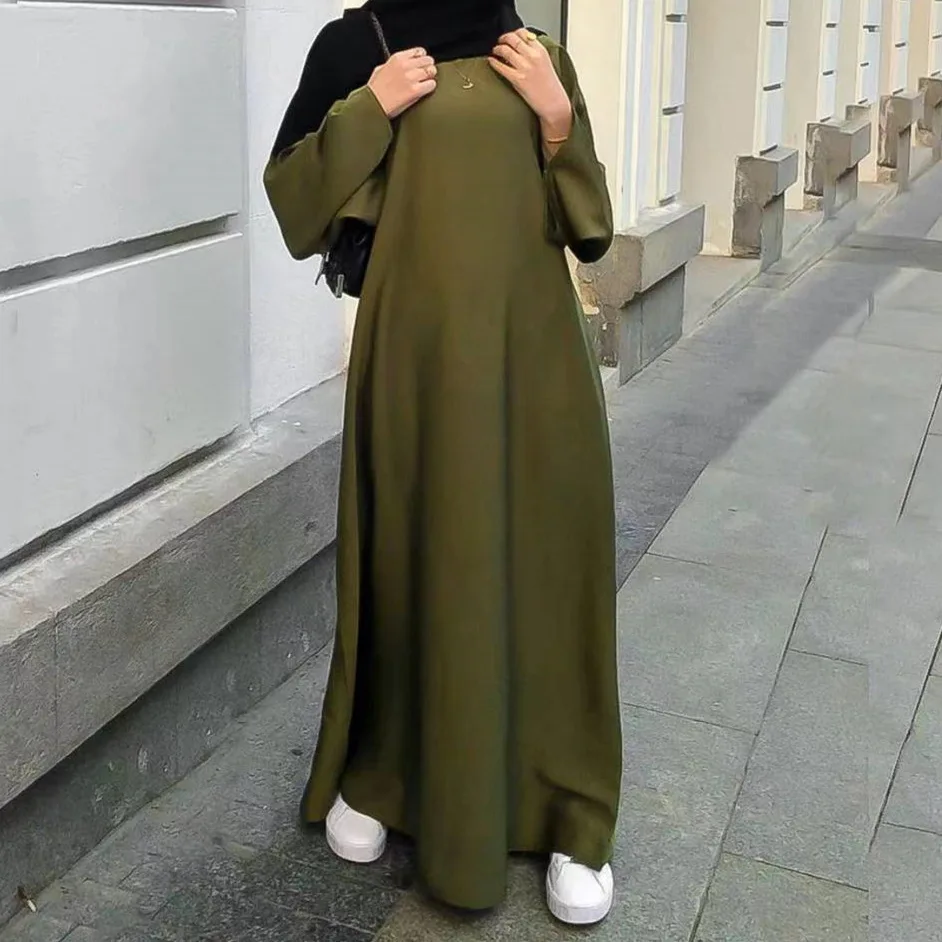Middle East Muslim Woman 2022 Basic Simle Abaya Long Robe Turkey Dubai Fashion Ladies Modest Wear Islamic Clothing