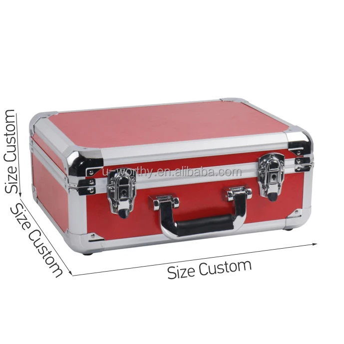 OEM ODM China Factory Custom Dimension Red Color Extruded Metal Frame Hard Aluminum Carry Case for Drone with Shockproof Foam