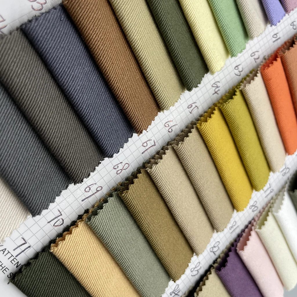 wholesale in stock 100% cotton stone wash shrinkage  twill khaki 32*10 275gsm fabric for Trousers, pants caps fabric