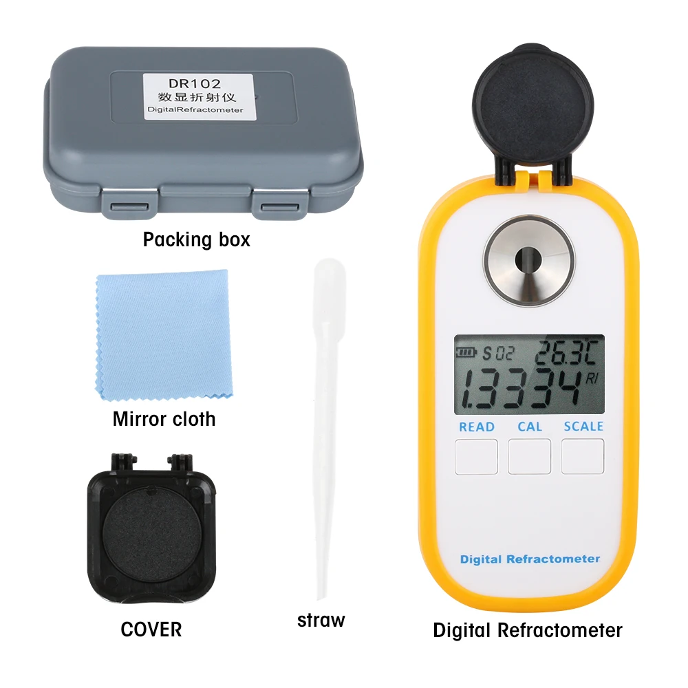 Digital Refractometer LCD Display 0.0~50.0% Brxi Sugar Meter Fruit Juice Refractometer DR101