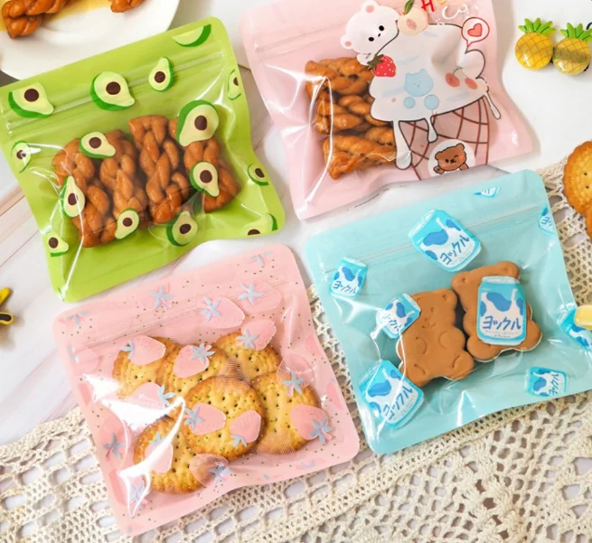 RTS Pre-printed Various Design 3 Side Seal Flat Ziplock Square 10x10 13x13 Cute Plastic Small Little Mini Pouch Bag Packet