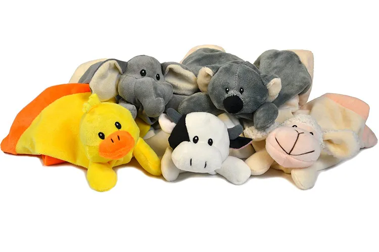 Factory Wholesale Custom Design Animal Cartoon Head Plush Soothing Security Blanket Baby Comforter Blanket Super Soft