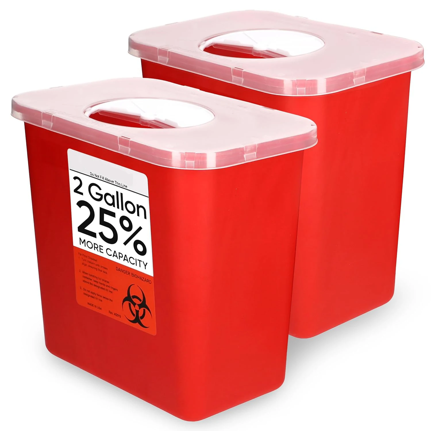 CE Certified 8 Quart 2 Gallon Biohazard Needle and Syringe Disposal Sharps Container with Rotating lid