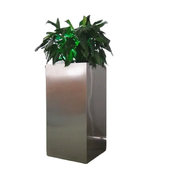 Brush stainless steel &sandstone coated flower pot for planting stands