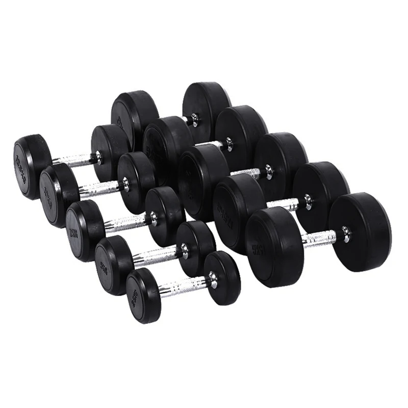 
Cheap Wholesale Black Round Iron With Rubber Gym Equipment Dumbbell 